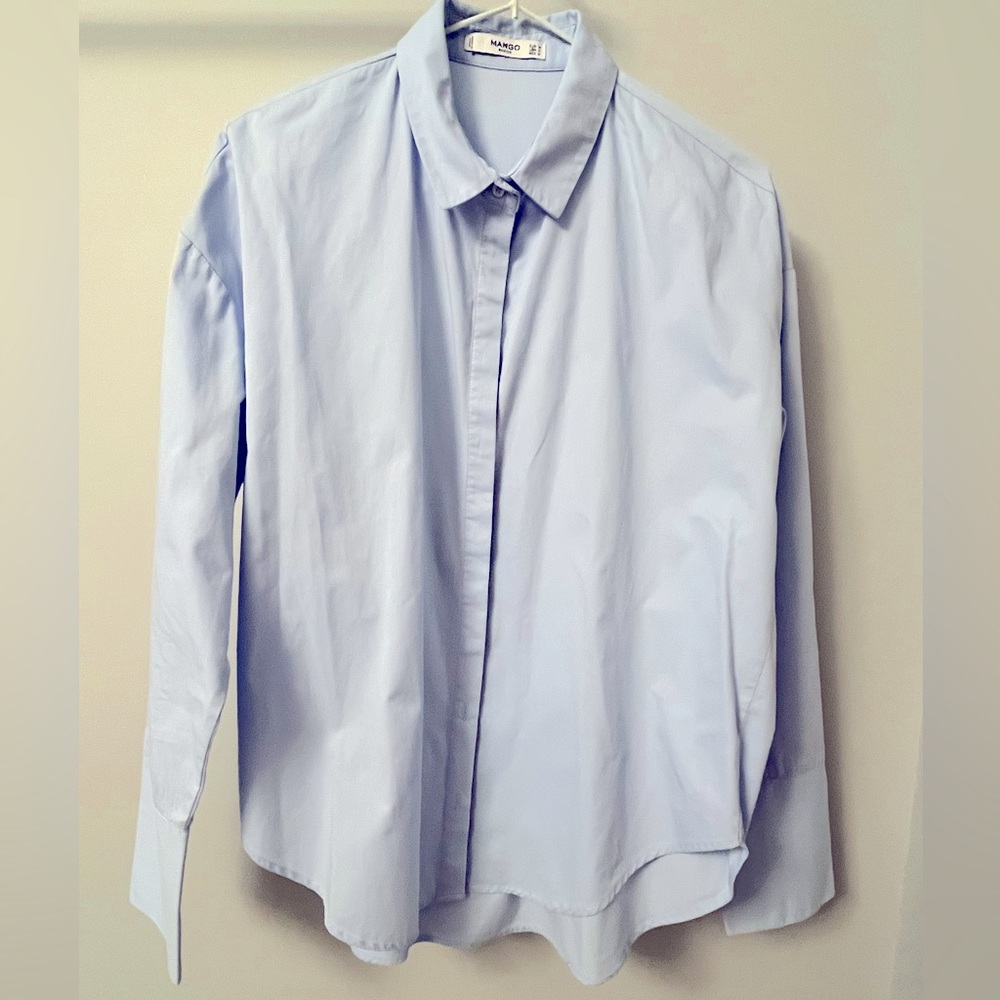 Mango Blue Dress Shirt Classic Design